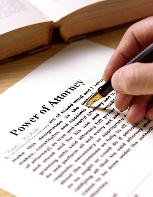 Person signing a power of attorney contract