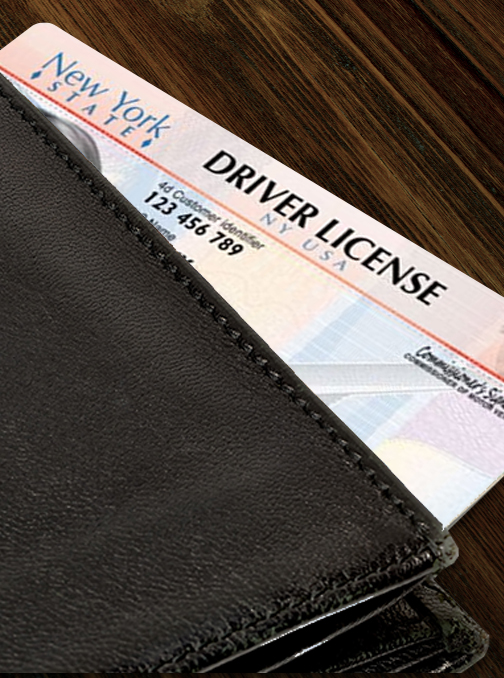 Driver's license inside of a wallet